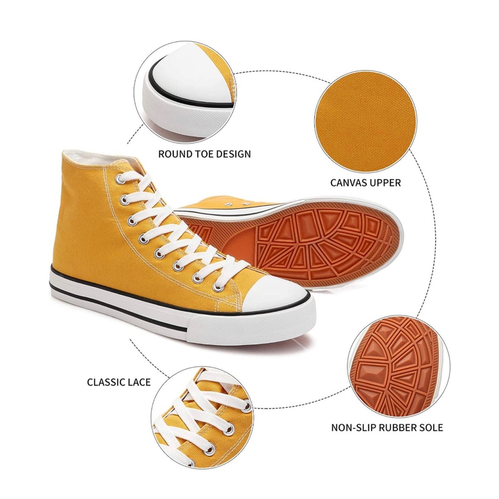 Men’s High Top Canvas Sneakers Fashion Lace up Walking Shoes Casual Classic